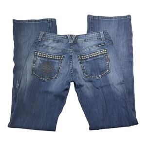 Miss Me Womens Jeans Size 27 Low Rise Boot Cut Distressed Studded Denim JP4511